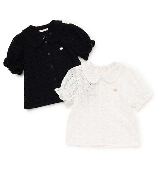 Lycee mine（リセマイン）の「【綿100％】コットンレースパフスリーブブラウス【子供服】【キッズ】【女の子】（シャツ/ブラウス・キッズ・オフホワイト/ブラック・110cm/100cm/130cm/120cm/140cm/150cm）」の10枚目の写真