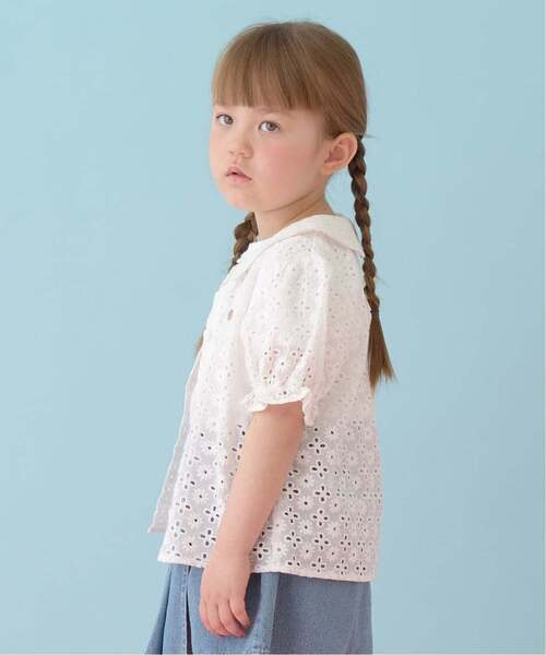 Lycee mine（リセマイン）の「【綿100％】コットンレースパフスリーブブラウス【子供服】【キッズ】【女の子】（シャツ/ブラウス・キッズ・オフホワイト/ブラック・110cm/100cm/130cm/120cm/140cm/150cm）」の16枚目の写真