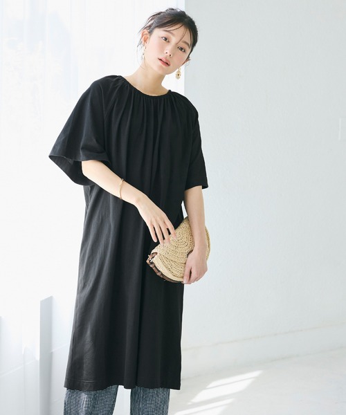 coca(coca)(コカ)の「カットバックリボンギャザーワンピース(ワンピース・レディース・ダークブラウン/ブラック・L/M)」の7枚目の写真