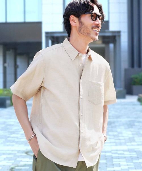 jiggys shop(ジギーズショップ)の「接触冷感 半袖シャツ(シャツ/ブラウス・メンズ・ブラウン/ブラック/ベージュ/カーキ・X-LARGE/LARGE/MEDIUM)」の1枚目の写真