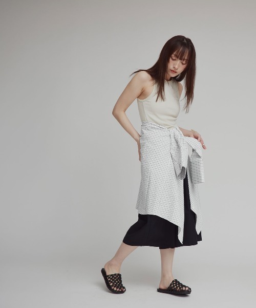 W:Huku（フーク）の「チェック サッカー ボウタイ シャツ / Checkered Bow Tie Shirt（シャツ/ブラウス・レディース・グレー/ブルー/アイボリー・FREE）」の9枚目の写真