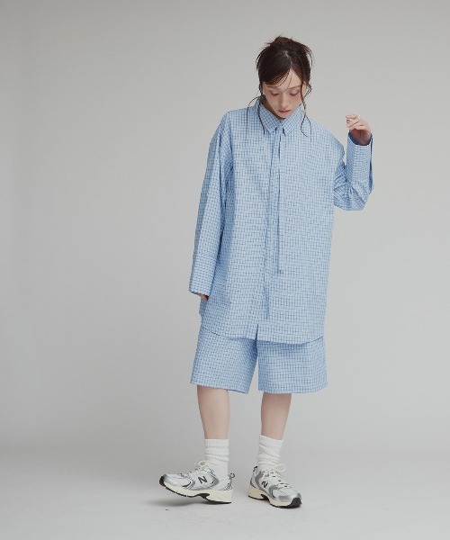 W:Huku（フーク）の「チェック サッカー ボウタイ シャツ / Checkered Bow Tie Shirt（シャツ/ブラウス・レディース・グレー/ブルー/アイボリー・FREE）」の15枚目の写真