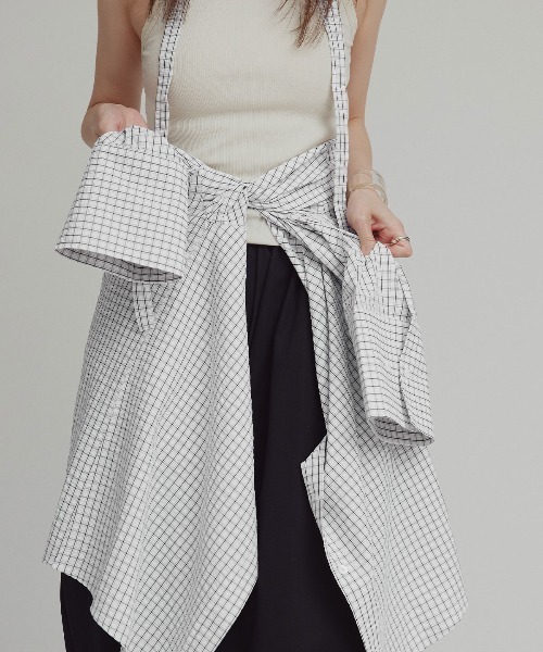 W:Huku（フーク）の「チェック サッカー ボウタイ シャツ / Checkered Bow Tie Shirt（シャツ/ブラウス・レディース・グレー/ブルー/アイボリー・FREE）」の20枚目の写真