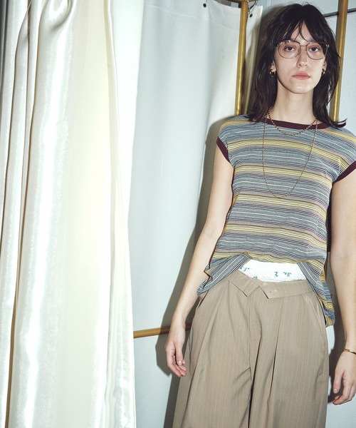 ROSE BUD(ローズバッド)の「(CREOLME)MULTI STRIPE L/S TEE(Tシャツ/カットソー・レディース・イエロー/ブルー・ONE SIZE)」の8枚目の写真