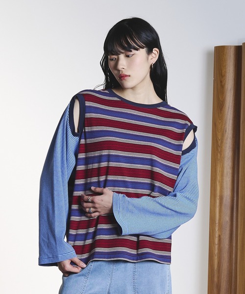 ROSE BUD(ローズバッド)の「(CREOLME)MULTI STRIPE L/S TEE(Tシャツ/カットソー・レディース・イエロー/ブルー・ONE SIZE)」の9枚目の写真