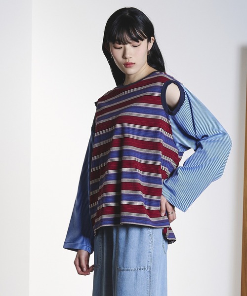 ROSE BUD(ローズバッド)の「(CREOLME)MULTI STRIPE L/S TEE(Tシャツ/カットソー・レディース・イエロー/ブルー・ONE SIZE)」の10枚目の写真