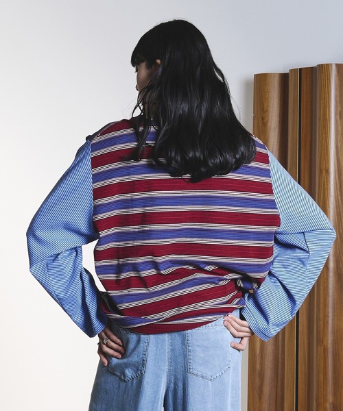 ROSE BUD(ローズバッド)の「(CREOLME)MULTI STRIPE L/S TEE(Tシャツ/カットソー・レディース・イエロー/ブルー・ONE SIZE)」の11枚目の写真