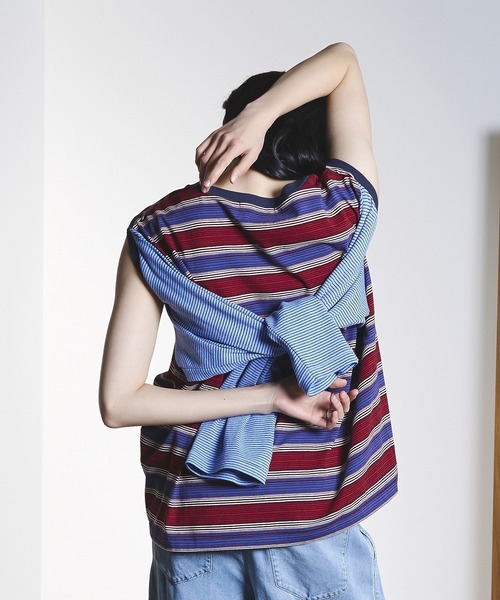 ROSE BUD(ローズバッド)の「(CREOLME)MULTI STRIPE L/S TEE(Tシャツ/カットソー・レディース・イエロー/ブルー・ONE SIZE)」の14枚目の写真