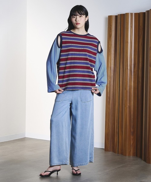 ROSE BUD(ローズバッド)の「(CREOLME)MULTI STRIPE L/S TEE(Tシャツ/カットソー・レディース・イエロー/ブルー・ONE SIZE)」の15枚目の写真