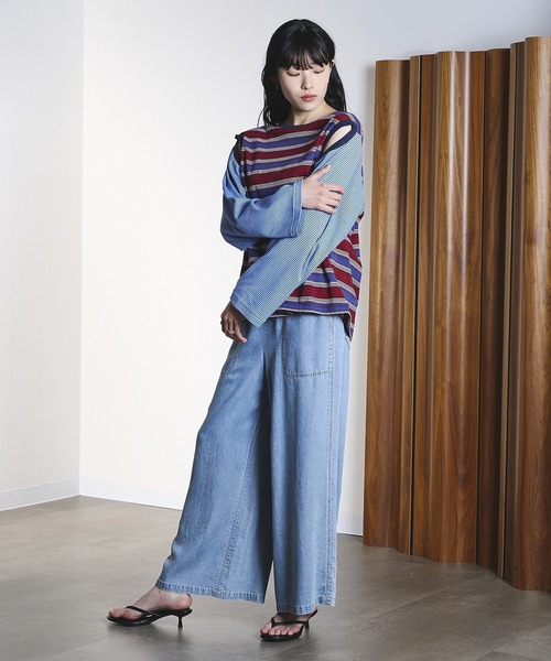 ROSE BUD(ローズバッド)の「(CREOLME)MULTI STRIPE L/S TEE(Tシャツ/カットソー・レディース・イエロー/ブルー・ONE SIZE)」の17枚目の写真