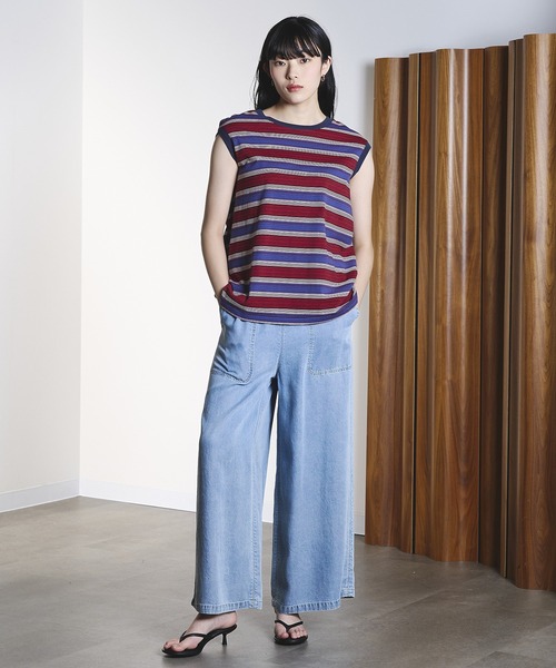 ROSE BUD(ローズバッド)の「(CREOLME)MULTI STRIPE L/S TEE(Tシャツ/カットソー・レディース・イエロー/ブルー・ONE SIZE)」の18枚目の写真