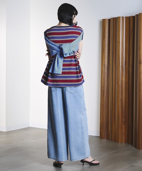 ROSE BUD(ローズバッド)の「(CREOLME)MULTI STRIPE L/S TEE(Tシャツ/カットソー・レディース・イエロー/ブルー・ONE SIZE)」の20枚目の写真