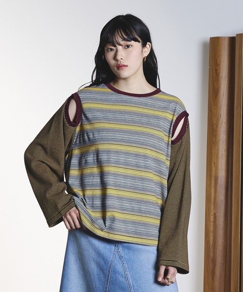 ROSE BUD(ローズバッド)の「(CREOLME)MULTI STRIPE L/S TEE(Tシャツ/カットソー・レディース・イエロー/ブルー・ONE SIZE)」の21枚目の写真