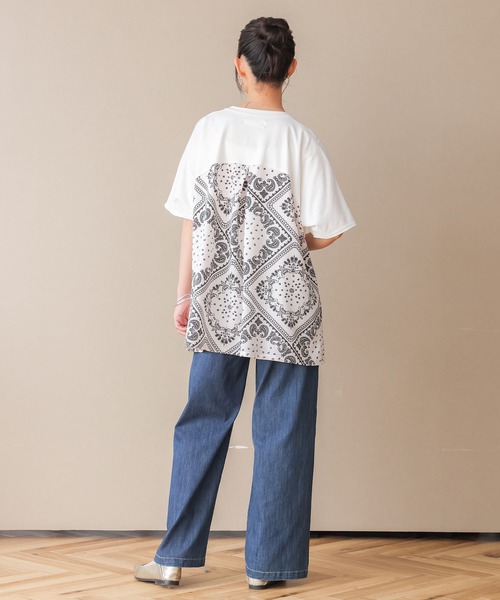 n'OrLABEL(ノアールレーベル)の「【接触冷感】冷感バンダナ柄切替カットソー(Tシャツ/カットソー・レディース・ブラック/杢グレー/オフホワイト・FREE)」の8枚目の写真
