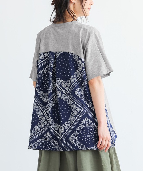 n'OrLABEL(ノアールレーベル)の「【接触冷感】冷感バンダナ柄切替カットソー(Tシャツ/カットソー・レディース・ブラック/杢グレー/オフホワイト・FREE)」の13枚目の写真
