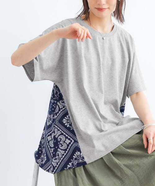 n'OrLABEL(ノアールレーベル)の「【接触冷感】冷感バンダナ柄切替カットソー(Tシャツ/カットソー・レディース・ブラック/杢グレー/オフホワイト・FREE)」の14枚目の写真
