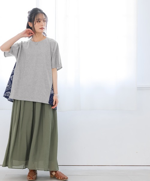 n'OrLABEL(ノアールレーベル)の「【接触冷感】冷感バンダナ柄切替カットソー(Tシャツ/カットソー・レディース・ブラック/杢グレー/オフホワイト・FREE)」の17枚目の写真