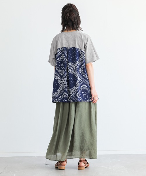 n'OrLABEL(ノアールレーベル)の「【接触冷感】冷感バンダナ柄切替カットソー(Tシャツ/カットソー・レディース・ブラック/杢グレー/オフホワイト・FREE)」の18枚目の写真