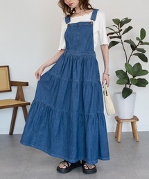デニムティアードサロペットスカート