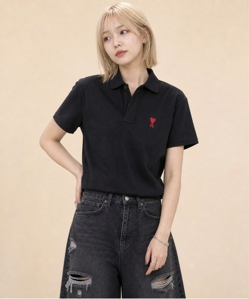 AMI PARIS】アミ パリス Small Heart Polo Shirt ワンポイント ロゴ