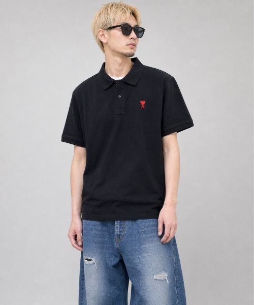 AMI Alexandre Mattiussi(アミアレクサンドルマテュッシ)の「【AMI PARIS】アミ パリス Small Heart Polo Shirt ワンポイント ロゴ ポロシャツ / BFUPL001 760(ポロシャツ・レディース・ブラック/ホワイト・X-LARGE/LARGE/MEDIUM/SMALL)」の5枚目の写真