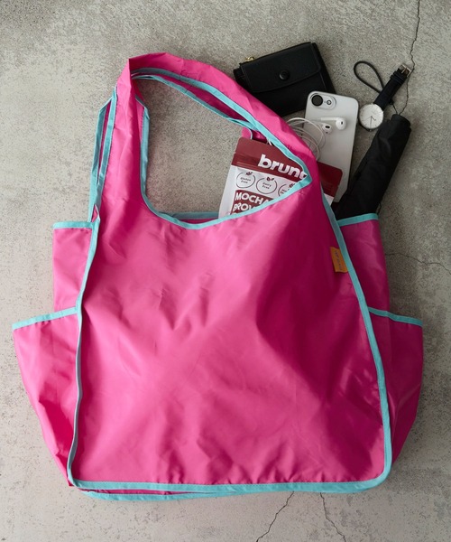 BONLECILL Marche（ボンルシールマルシェ）の「【BONLECILL Marche】《折りたたみ》バイカラーカラフルエコバッグ（エコバッグ/サブバッグ・レディース・ライトブルー/ミント/ピンク/ライトピンク/ライトグリーン/ブラウン・FREE）」の20枚目の写真