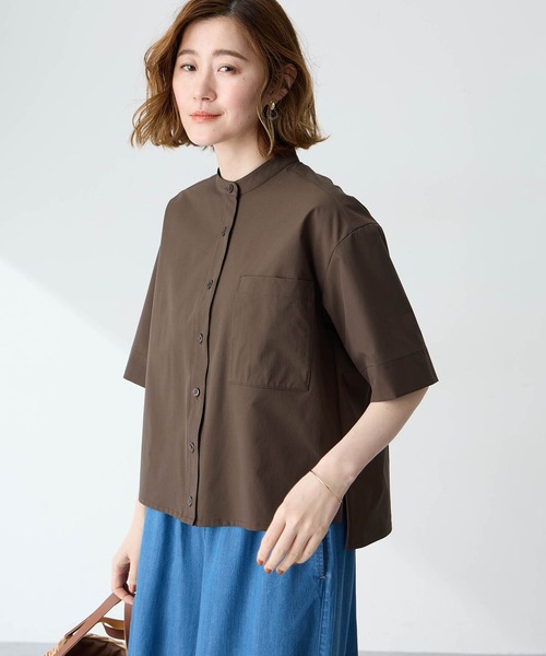 Petit Honfleur(プチオンフルール)の「ラッシュショートシャツ(シャツ/ブラウス・レディース・ブラウン/ネイビー・9号/11号/13号)」の10枚目の写真