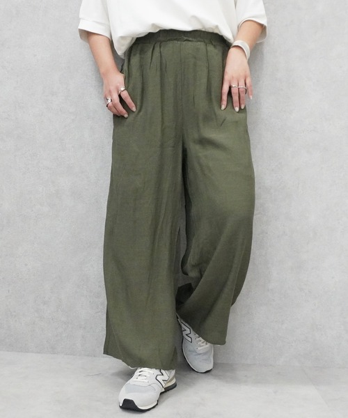 SELECT LEVERY(セレクトリベリー)の「ウエストゴム シアースラブワイドパンツ(その他パンツ・レディース・ブラック/カーキ/ベージュ・FREE)」の3枚目の写真