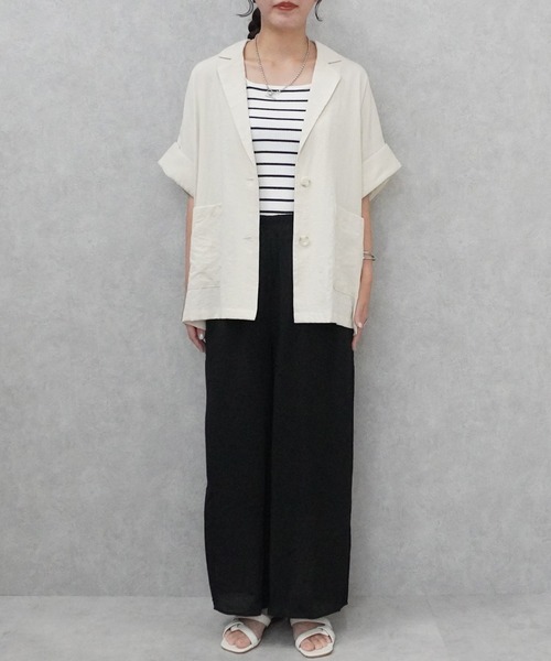 SELECT LEVERY(セレクトリベリー)の「ウエストゴム シアースラブワイドパンツ(その他パンツ・レディース・ブラック/カーキ/ベージュ・FREE)」の2枚目の写真