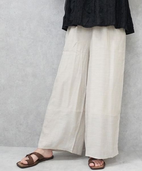SELECT LEVERY(セレクトリベリー)の「ウエストゴム シアースラブワイドパンツ(その他パンツ・レディース・ブラック/カーキ/ベージュ・FREE)」の4枚目の写真