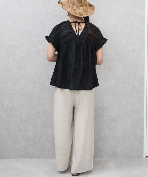 SELECT LEVERY(セレクトリベリー)の「ウエストゴム シアースラブワイドパンツ(その他パンツ・レディース・ブラック/カーキ/ベージュ・FREE)」の9枚目の写真