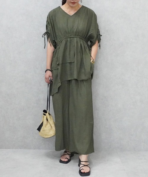 SELECT LEVERY(セレクトリベリー)の「ウエストゴム シアースラブワイドパンツ(その他パンツ・レディース・ブラック/カーキ/ベージュ・FREE)」の12枚目の写真