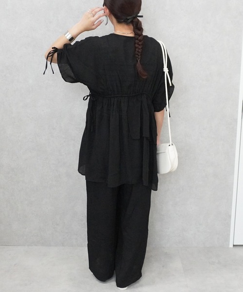 SELECT LEVERY(セレクトリベリー)の「ウエストゴム シアースラブワイドパンツ(その他パンツ・レディース・ブラック/カーキ/ベージュ・FREE)」の21枚目の写真