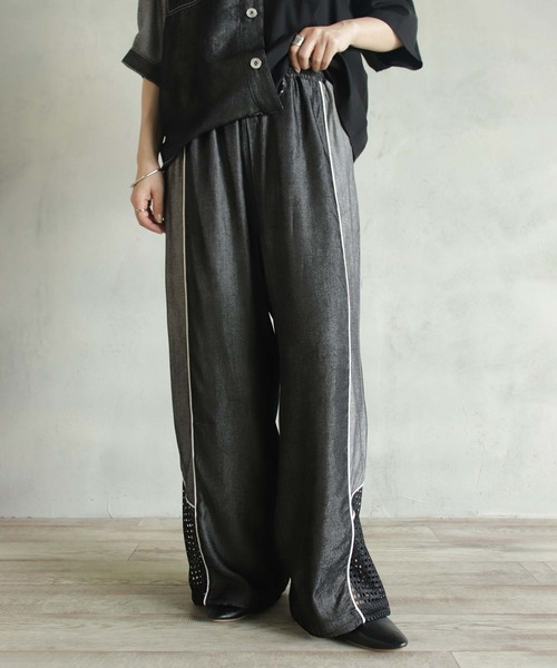 BITTOKO(ビットコ)の「パイピングブロックパンツ【セットアップ対応】(デニムパンツ・レディース・ブラック/ブルー・FREE)」の10枚目の写真