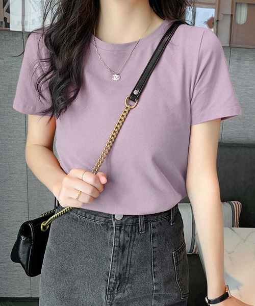 LOWO(ロワ)の「【全20色 / 65kgまで対応】高弾力 限界ストレッチ上品クルーネックTシャツ(Tシャツ/カットソー・レディース・スカイブルー/ネイビー/チャコールグレー/ターコイズブルー/レッド/イエロー/グレー/ピンク/ブラック/グリーン系その他/アクア/ライトピンク/モカ/オフホワイト/ダークブラウン/ミント/ブルー/ブラウン/ラベンダー/グレイッシュベージュ・FREE)」の17枚目の写真