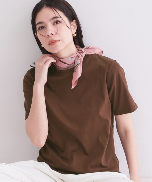 OPAQUE.CLIP(オペークドットクリップ)の「ベーシックTシャツ/オーガニックコットン混【洗濯機OK】(Tシャツ/カットソー・レディース・ホワイト/オレンジ/ブラウン系その他/ブラック・34/36/38/40/42)」の3枚目の写真