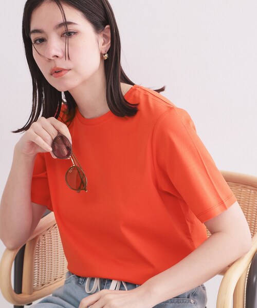 OPAQUE.CLIP(オペークドットクリップ)の「ベーシックTシャツ/オーガニックコットン混【洗濯機OK】(Tシャツ/カットソー・レディース・ホワイト/オレンジ/ブラウン系その他/ブラック・34/36/38/40/42)」の4枚目の写真