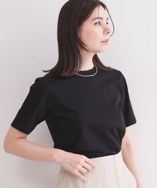 OPAQUE.CLIP(オペークドットクリップ)の「ベーシックTシャツ/オーガニックコットン混【洗濯機OK】(Tシャツ/カットソー・レディース・ホワイト/オレンジ/ブラウン系その他/ブラック・34/36/38/40/42)」の2枚目の写真