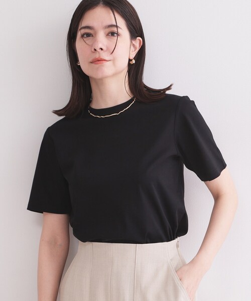 OPAQUE.CLIP(オペークドットクリップ)の「ベーシックTシャツ/オーガニックコットン混【洗濯機OK】(Tシャツ/カットソー・レディース・ホワイト/オレンジ/ブラウン系その他/ブラック・34/36/38/40/42)」の22枚目の写真