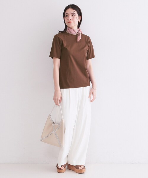 OPAQUE.CLIP(オペークドットクリップ)の「ベーシックTシャツ/オーガニックコットン混【洗濯機OK】(Tシャツ/カットソー・レディース・ホワイト/オレンジ/ブラウン系その他/ブラック・34/36/38/40/42)」の17枚目の写真