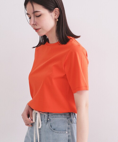 OPAQUE.CLIP(オペークドットクリップ)の「ベーシックTシャツ/オーガニックコットン混【洗濯機OK】(Tシャツ/カットソー・レディース・ホワイト/オレンジ/ブラウン系その他/ブラック・34/36/38/40/42)」の14枚目の写真