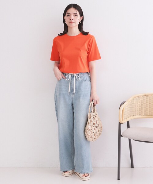 OPAQUE.CLIP(オペークドットクリップ)の「ベーシックTシャツ/オーガニックコットン混【洗濯機OK】(Tシャツ/カットソー・レディース・ホワイト/オレンジ/ブラウン系その他/ブラック・34/36/38/40/42)」の13枚目の写真