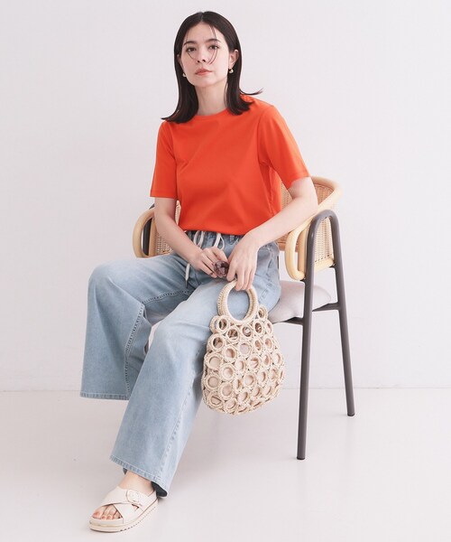 OPAQUE.CLIP(オペークドットクリップ)の「ベーシックTシャツ/オーガニックコットン混【洗濯機OK】(Tシャツ/カットソー・レディース・ホワイト/オレンジ/ブラウン系その他/ブラック・34/36/38/40/42)」の12枚目の写真
