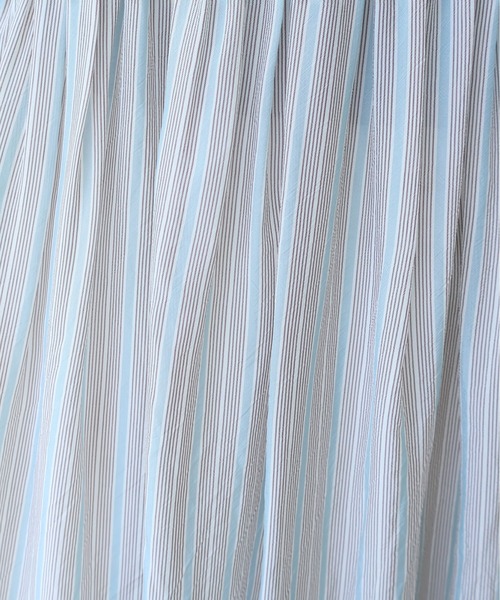 yuni（ユニ　）の「washer Cu stripe peprum open collar ワンピース（ワンピース・レディース・ブラウン/ブルー・FREE）」の9枚目の写真