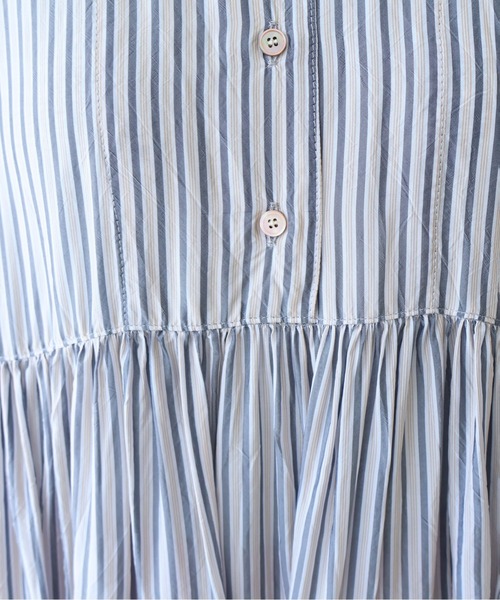 yuni（ユニ　）の「washer Cu stripe peprum open collar ワンピース（ワンピース・レディース・ブラウン/ブルー・FREE）」の21枚目の写真