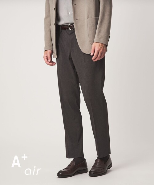 green label relaxing(グリーンレーベルリラクシング)の「A+ air PE/PU トリコット プリント スタンダード 1プリーツ スラックス -ストレッチ・接触冷感・通気性-(スラックス・メンズ・ネイビー/ダークブラウン・M/XL/L/S)」の2枚目の写真