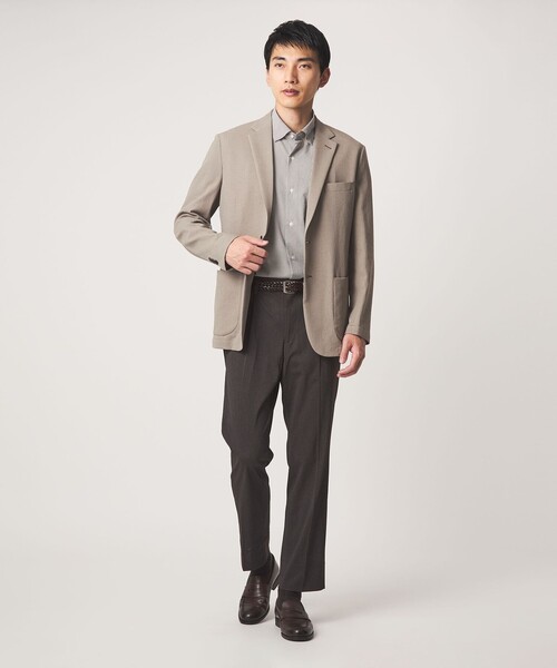 green label relaxing(グリーンレーベルリラクシング)の「A+ air PE/PU トリコット プリント スタンダード 1プリーツ スラックス -ストレッチ・接触冷感・通気性-(スラックス・メンズ・ネイビー/ダークブラウン・M/XL/L/S)」の4枚目の写真