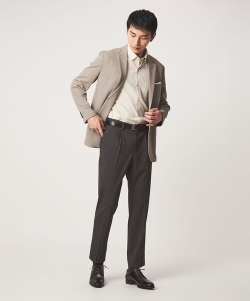 green label relaxing(グリーンレーベルリラクシング)の「A+ air PE/PU トリコット プリント スタンダード 1プリーツ スラックス -ストレッチ・接触冷感・通気性-(スラックス・メンズ・ネイビー/ダークブラウン・M/XL/L/S)」の5枚目の写真