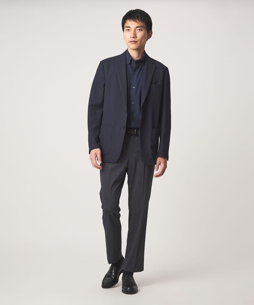 green label relaxing(グリーンレーベルリラクシング)の「A+ air PE/PU トリコット プリント スタンダード 1プリーツ スラックス -ストレッチ・接触冷感・通気性-(スラックス・メンズ・ネイビー/ダークブラウン・M/XL/L/S)」の6枚目の写真