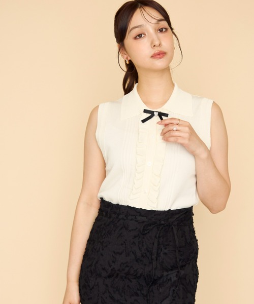 MISCH MASCH(ミッシュマッシュ)の「2026春夏新作 襟付きフリルノースリーブニット(ニット/セーター・レディース・イエロー/グレー・フリ-)」の22枚目の写真